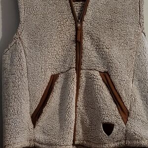 Womens Legendary Whitetails Sherpa Fleece Vest with Brown Trim